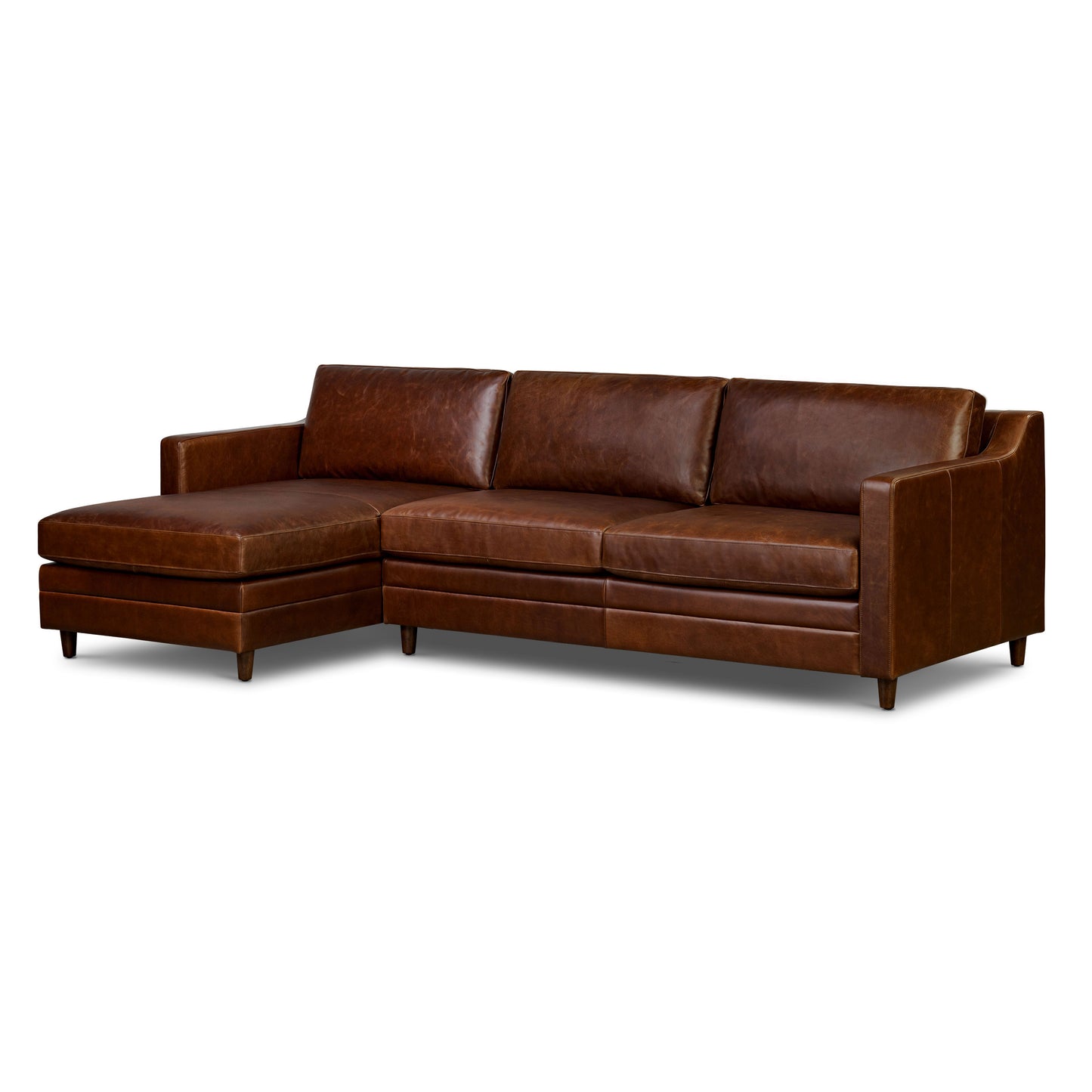 Harper 113.5" Leather Left-facing Pull-Out Sleeper Sectional Sofa | Oscuro Brown
