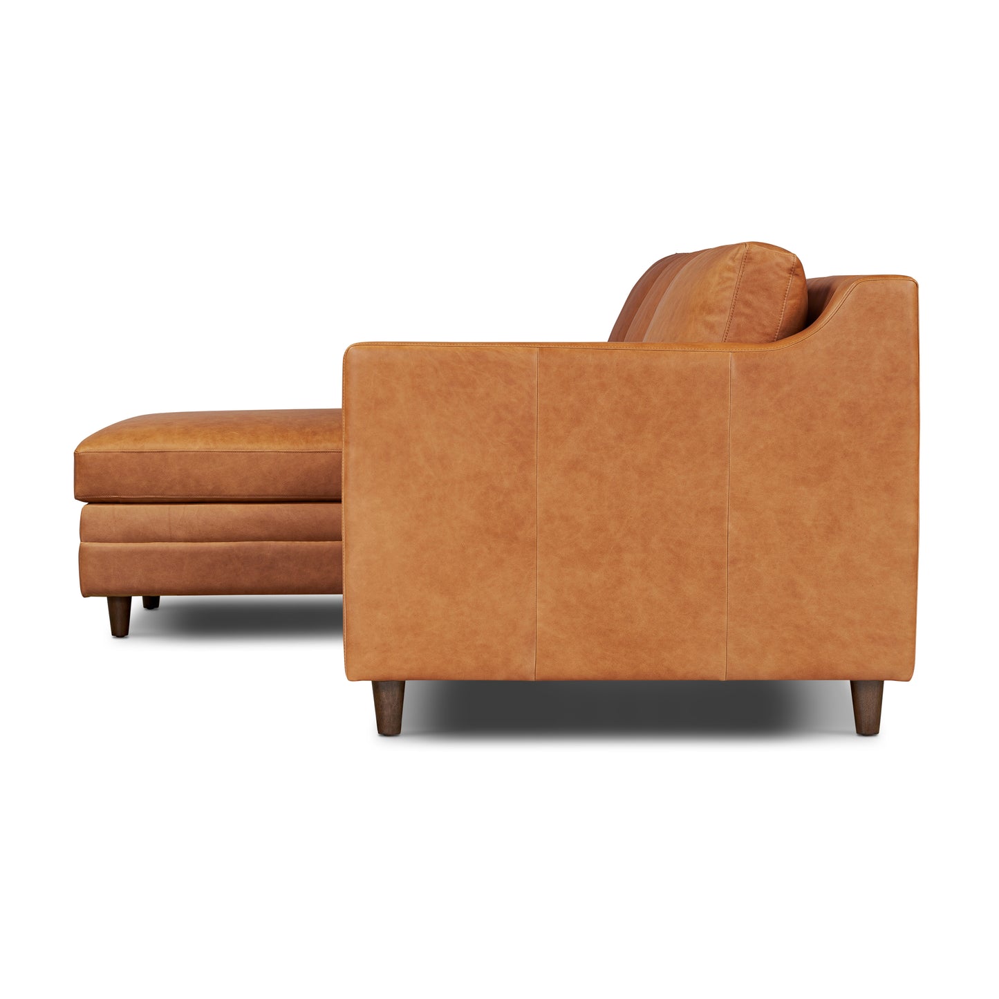 Harper 113.5" Leather Left-facing Pull-Out Sleeper Sectional Sofa | Cognac Tan