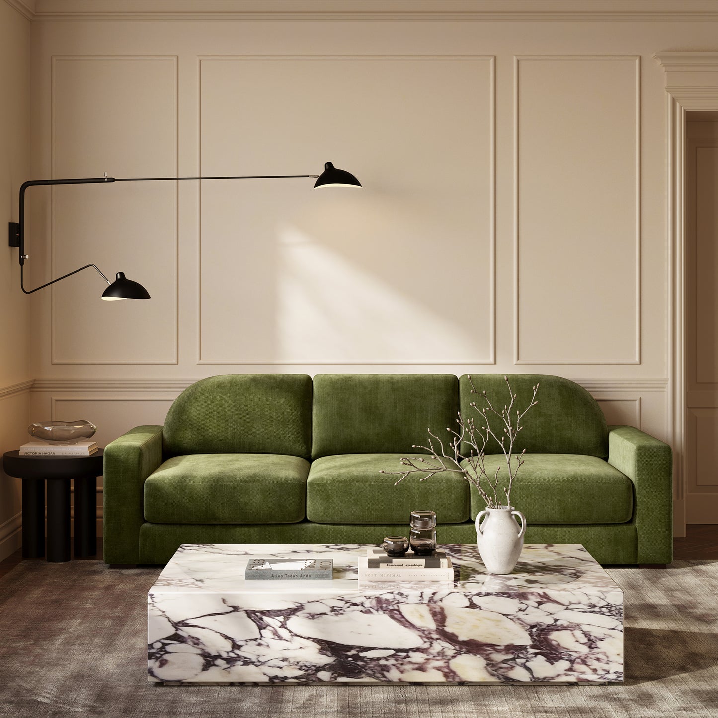 Fano 99" Sofa | Distressed Green