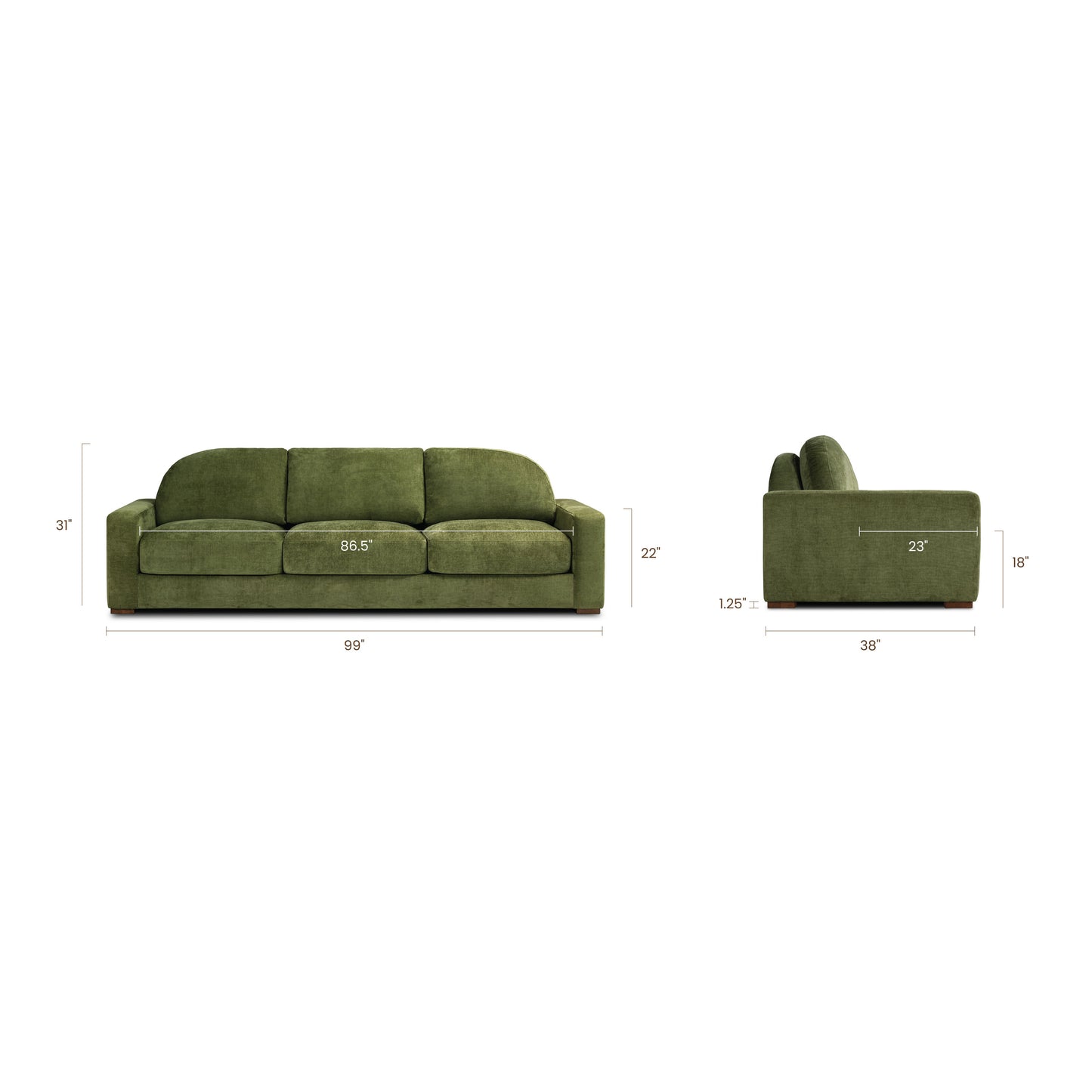 Fano 99" Sofa | Distressed Green