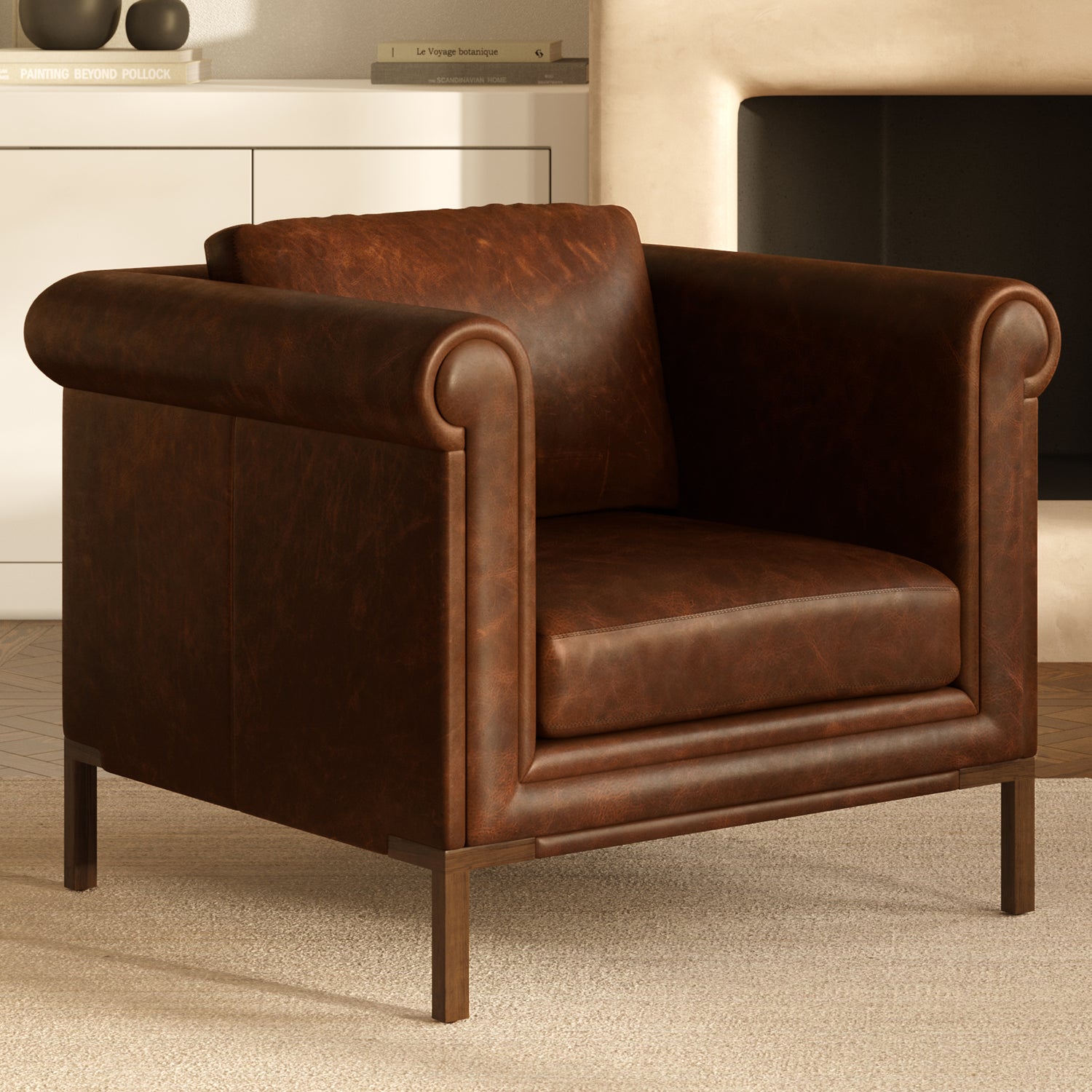 Bruges Leather Lounge Chair | Chocolate Brown lifestyle_image