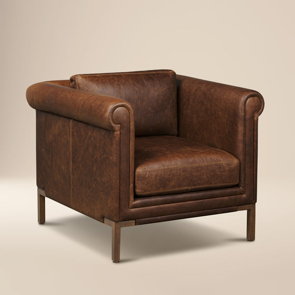 Bruges Leather Lounge Chair | Chocolate Brown