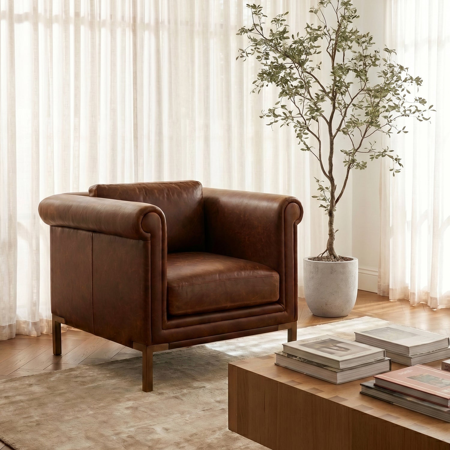 Bruges Leather Lounge Chair | Chocolate Brown lifestyle_image