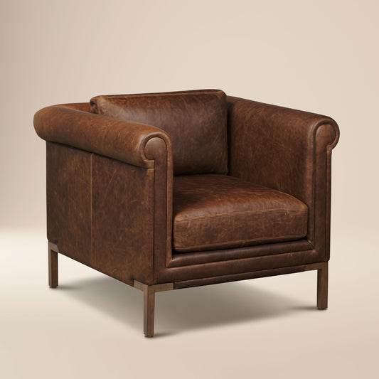 Bruges Leather Lounge Chair | Chocolate Brown