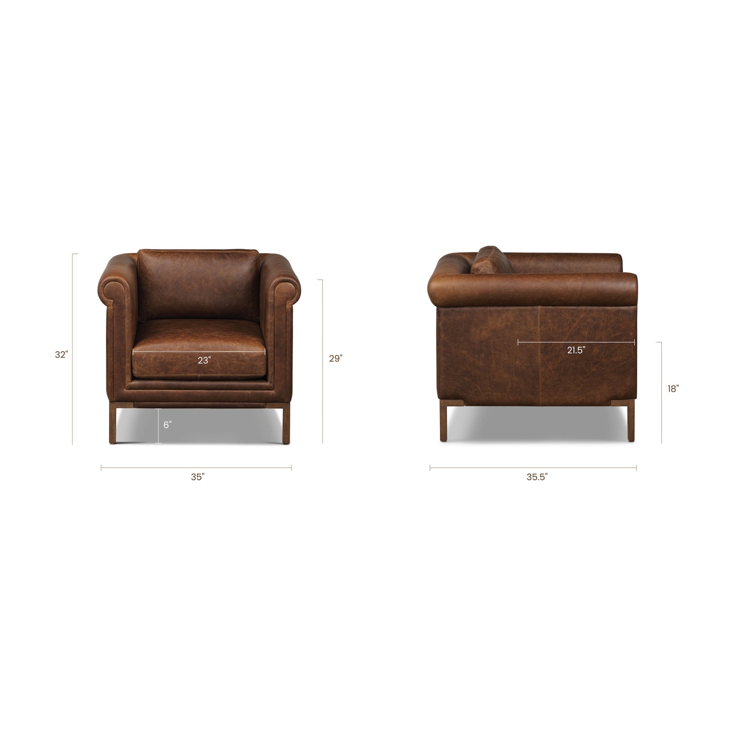 Bruges Leather Lounge Chair | Chocolate Brown