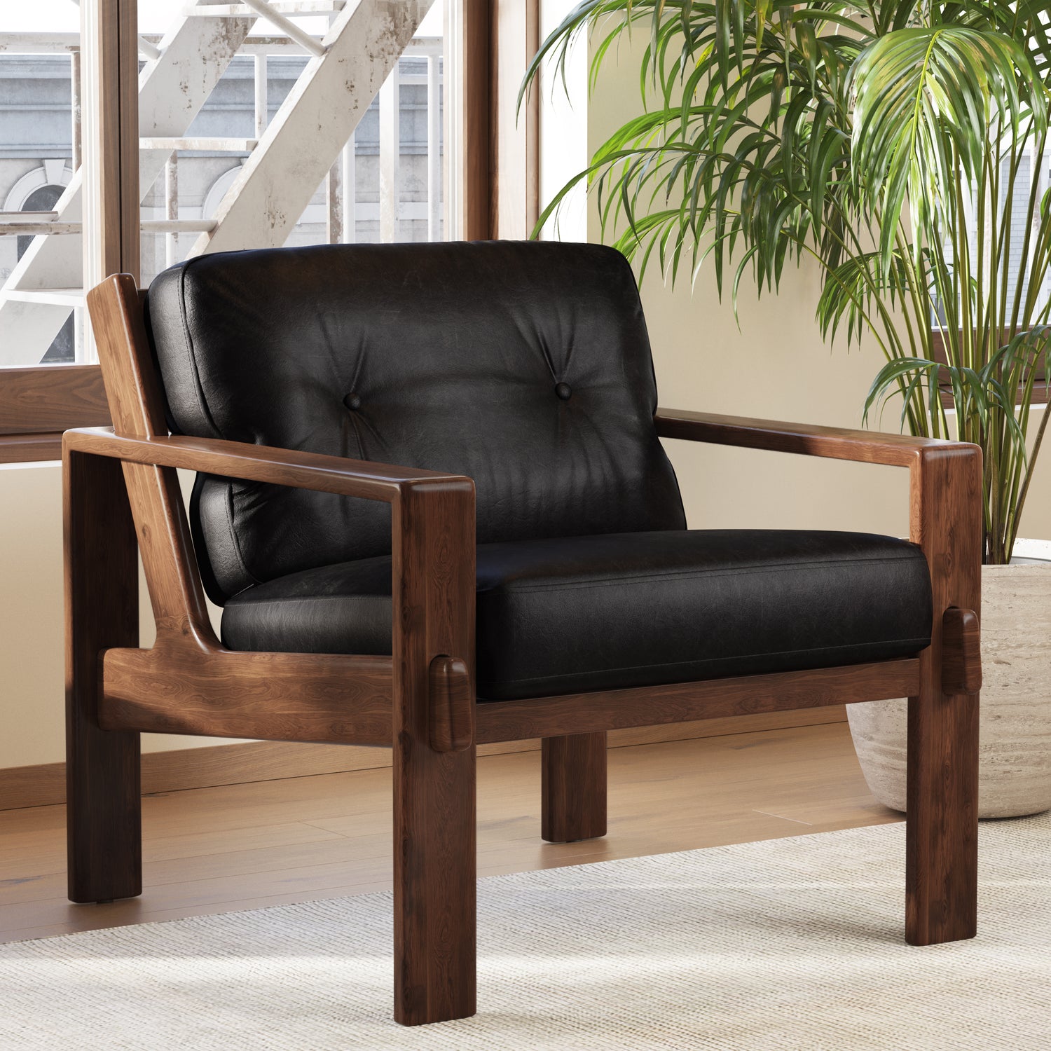 Skive Leather Lounge Chair | Onyx Black lifestyle_image