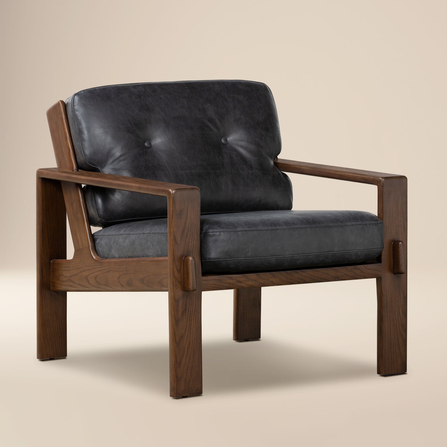 Skive Leather Lounge Chair | Onyx Black