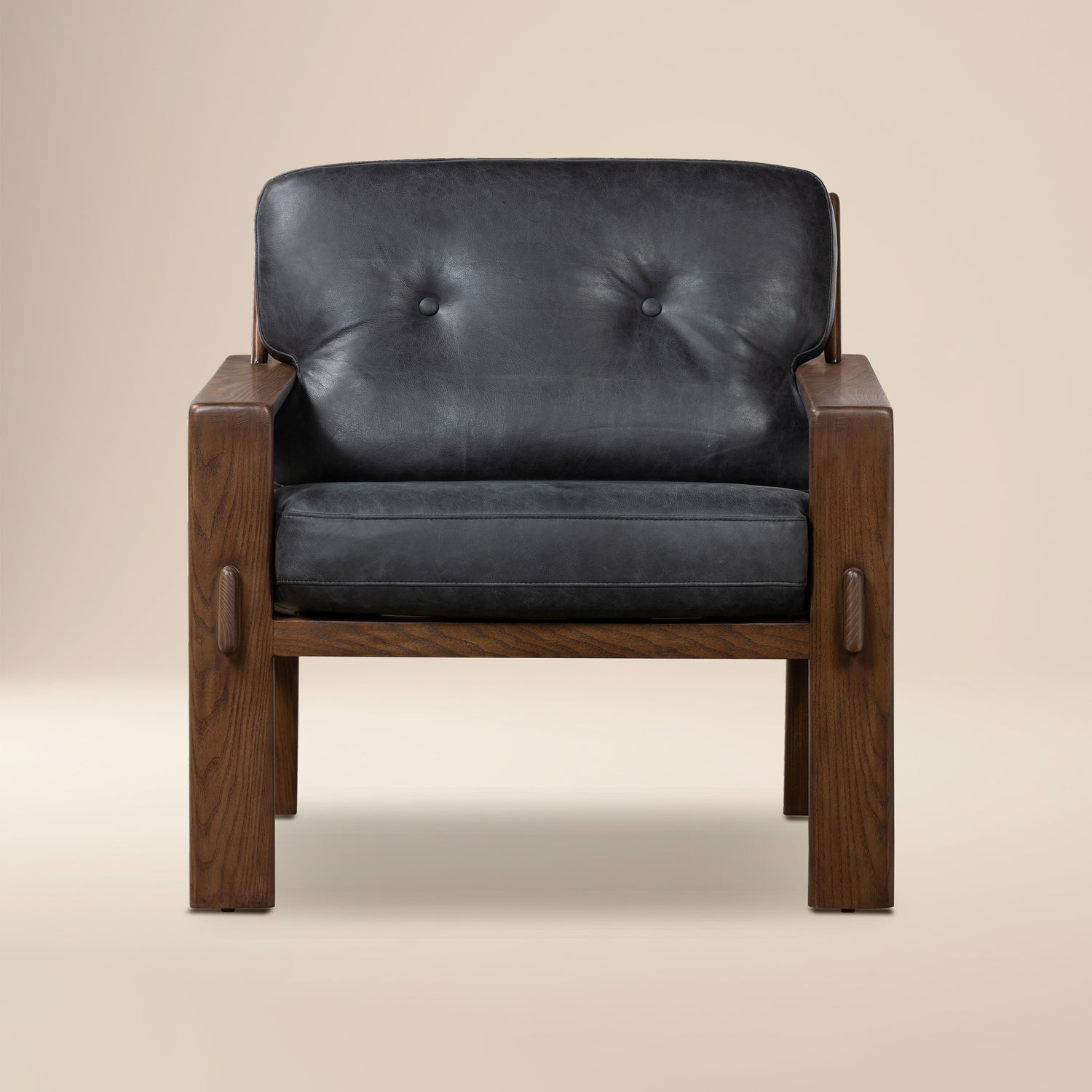 Skive Leather Lounge Chair | Onyx Black 
