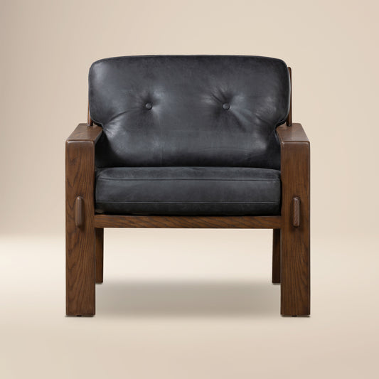 Skive Leather Lounge Chair | Onyx Black