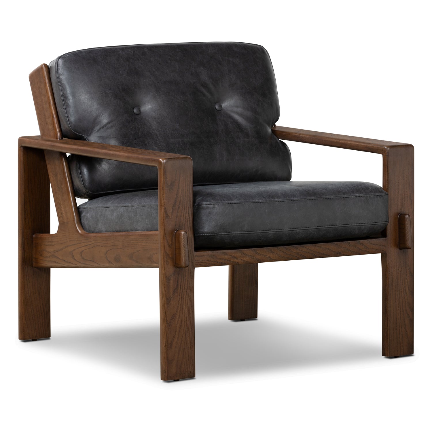 Skive Leather Lounge Chair | Onyx Black 