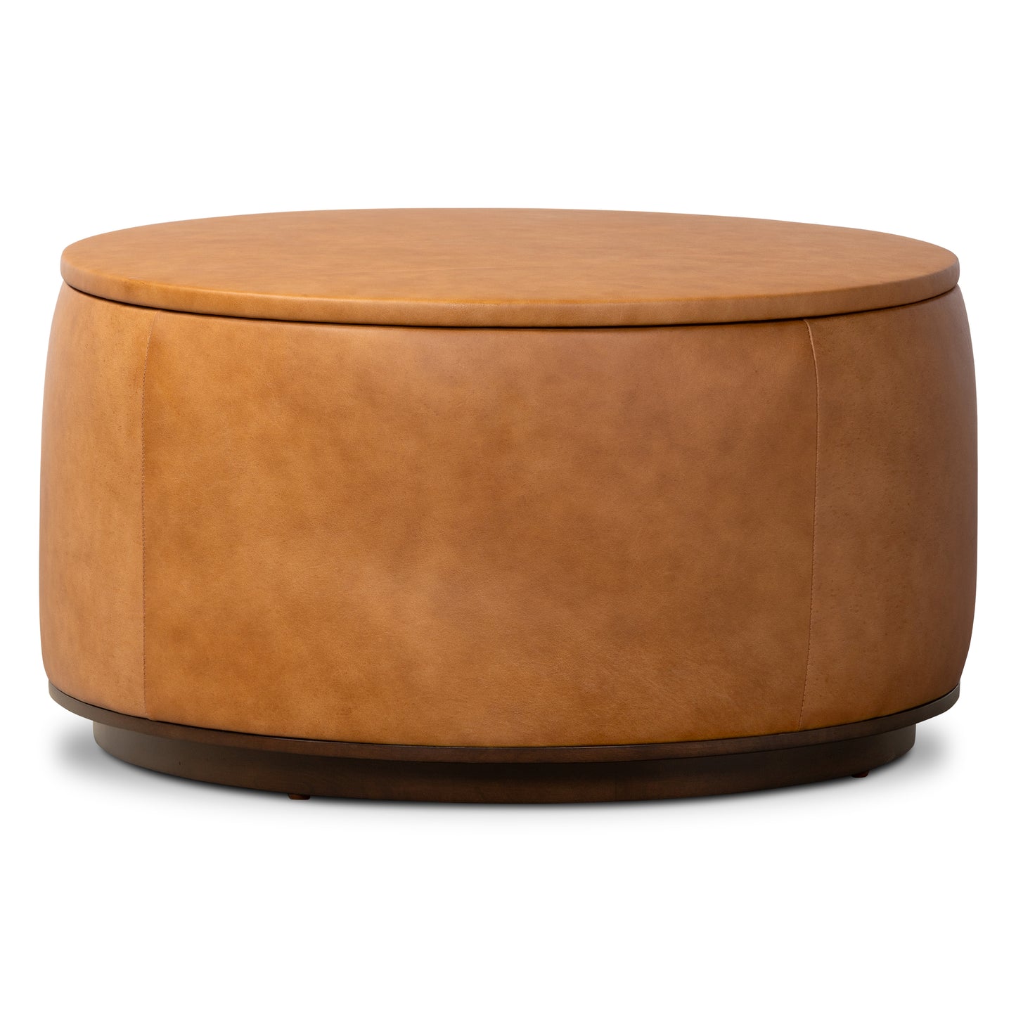 Herve Leather Storage Ottoman | Cognac Tan