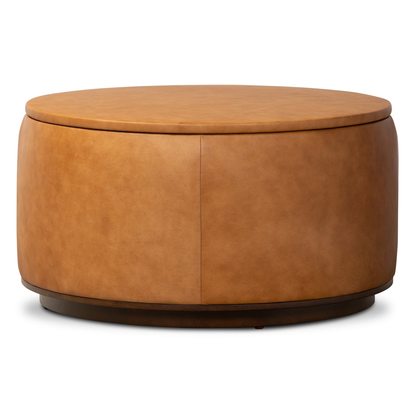 Herve Leather Storage Ottoman | Cognac Tan