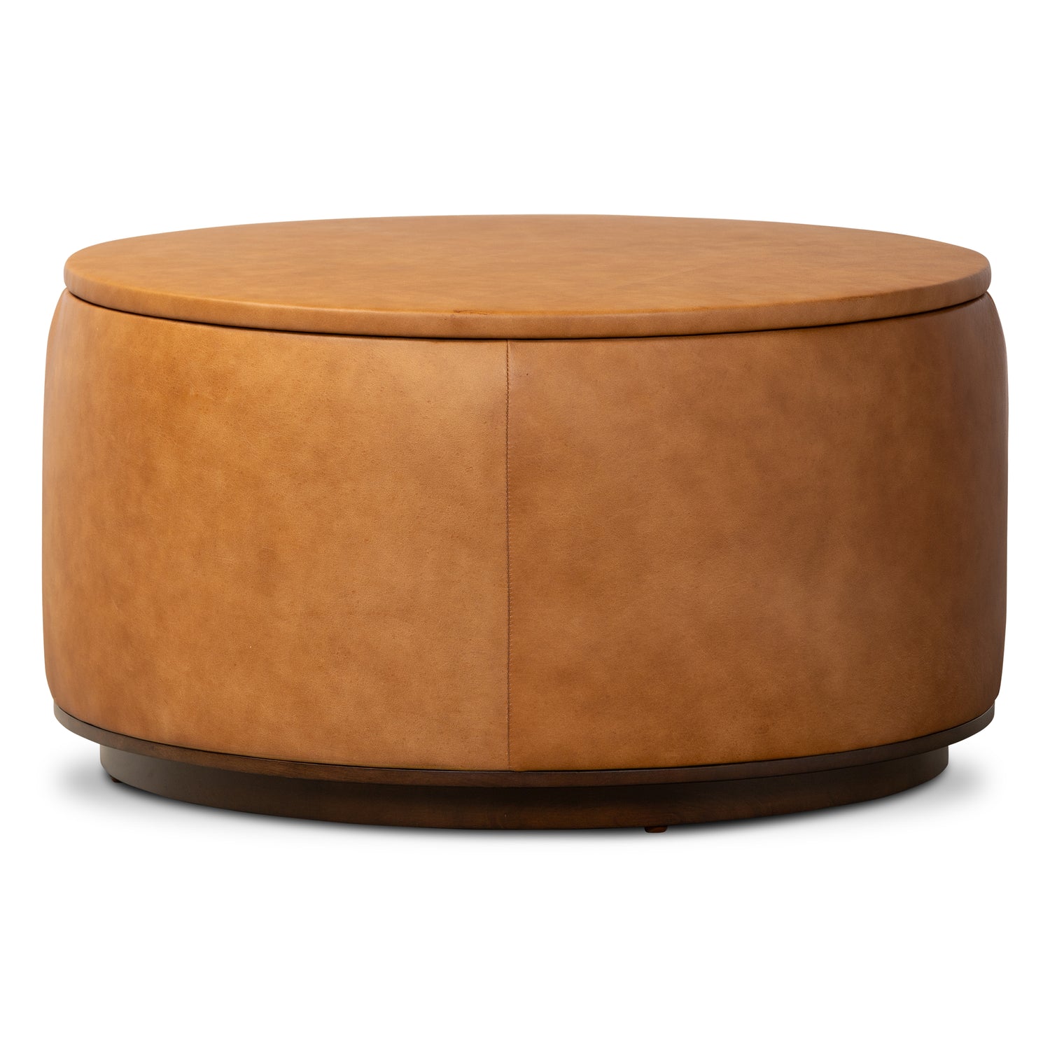 Herve Leather Storage Ottoman | Cognac Tan 