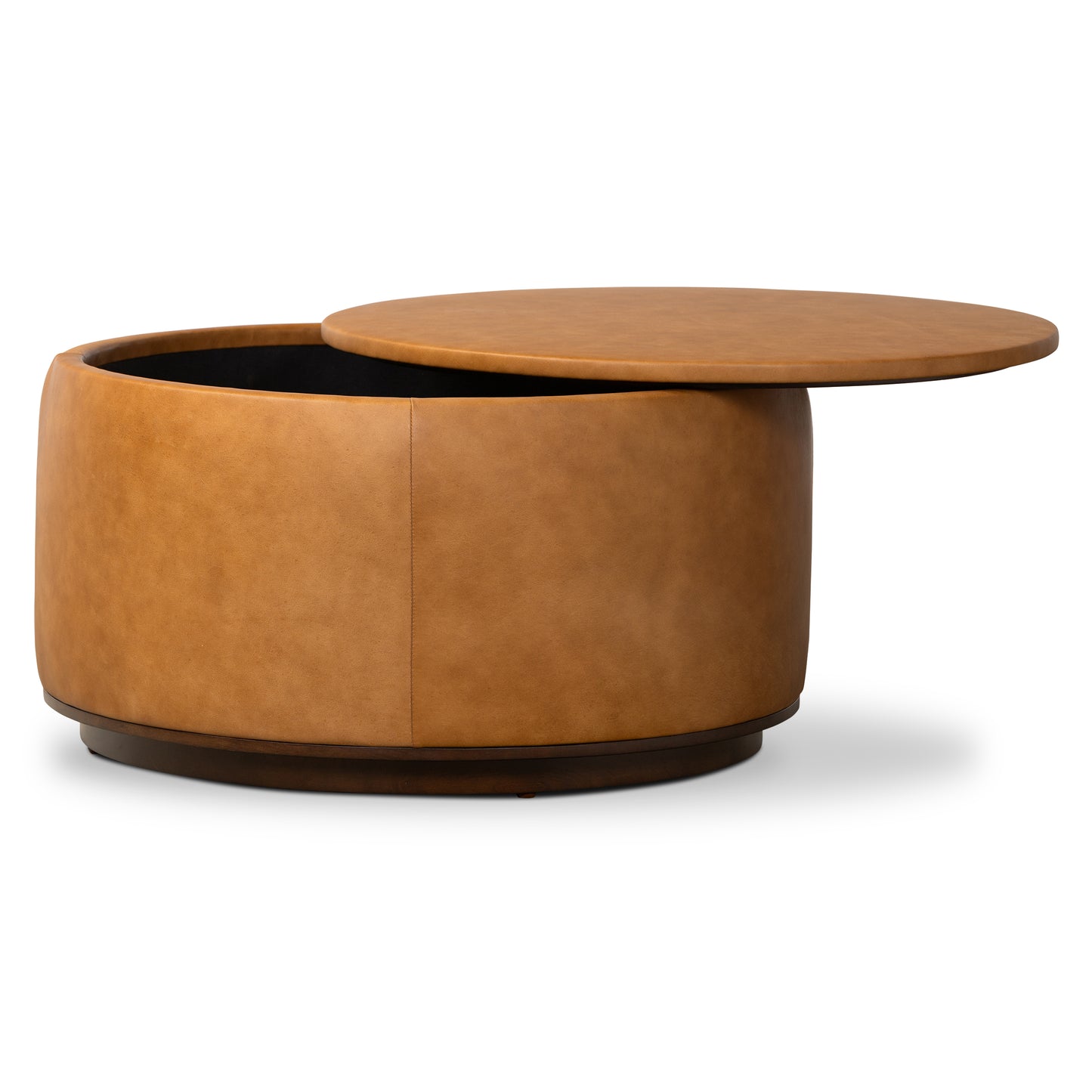 Herve Leather Storage Ottoman | Cognac Tan