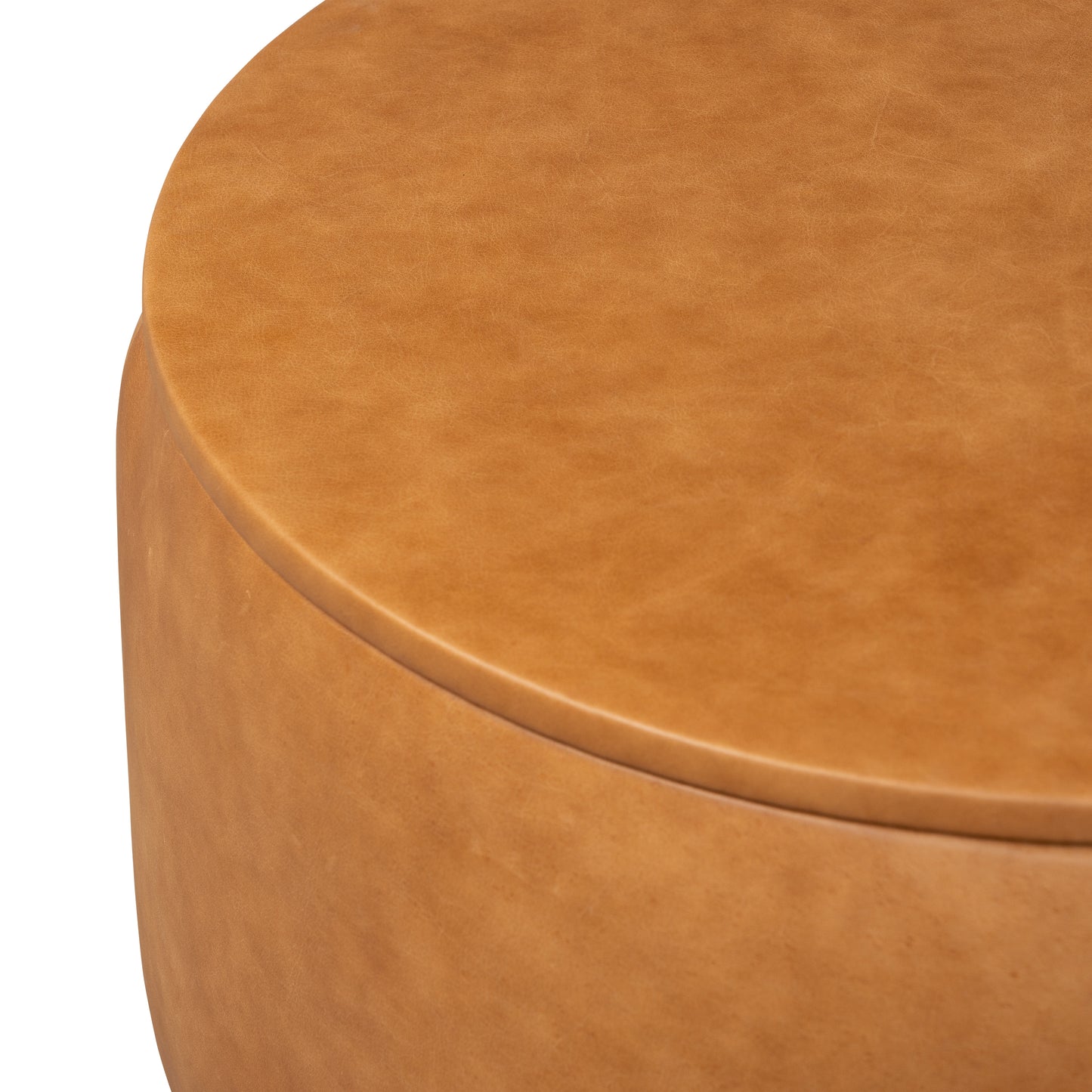 Herve Leather Storage Ottoman | Cognac Tan