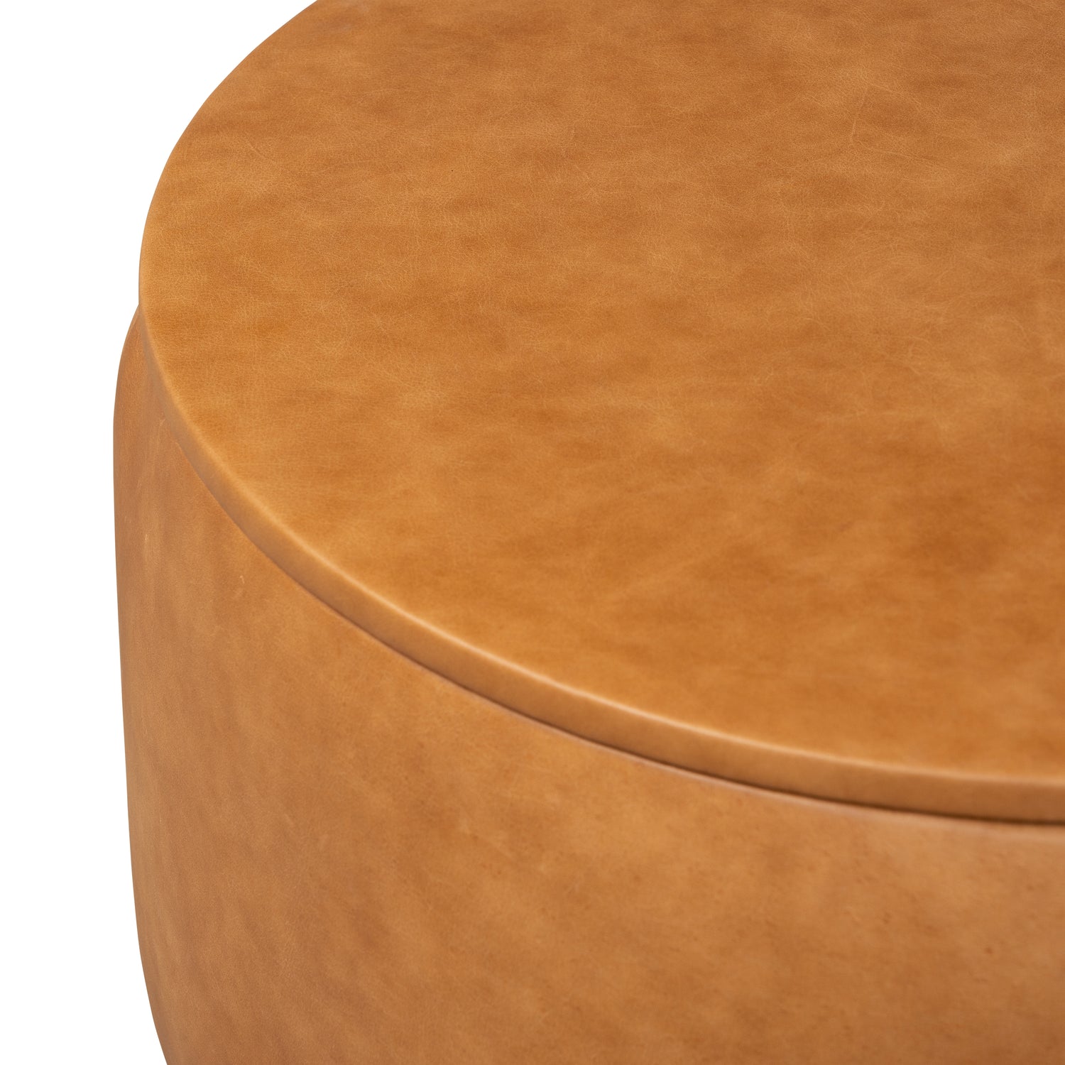 Herve Leather Storage Ottoman | Cognac Tan 