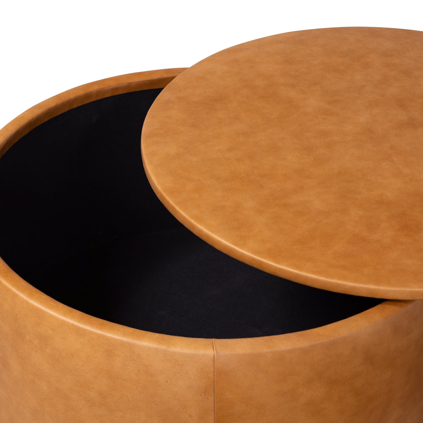 Herve Leather Storage Ottoman | Cognac Tan