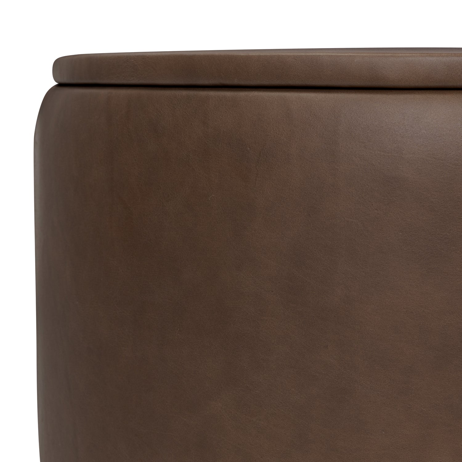 Herve Leather Storage Ottoman | Cocoa Brown 