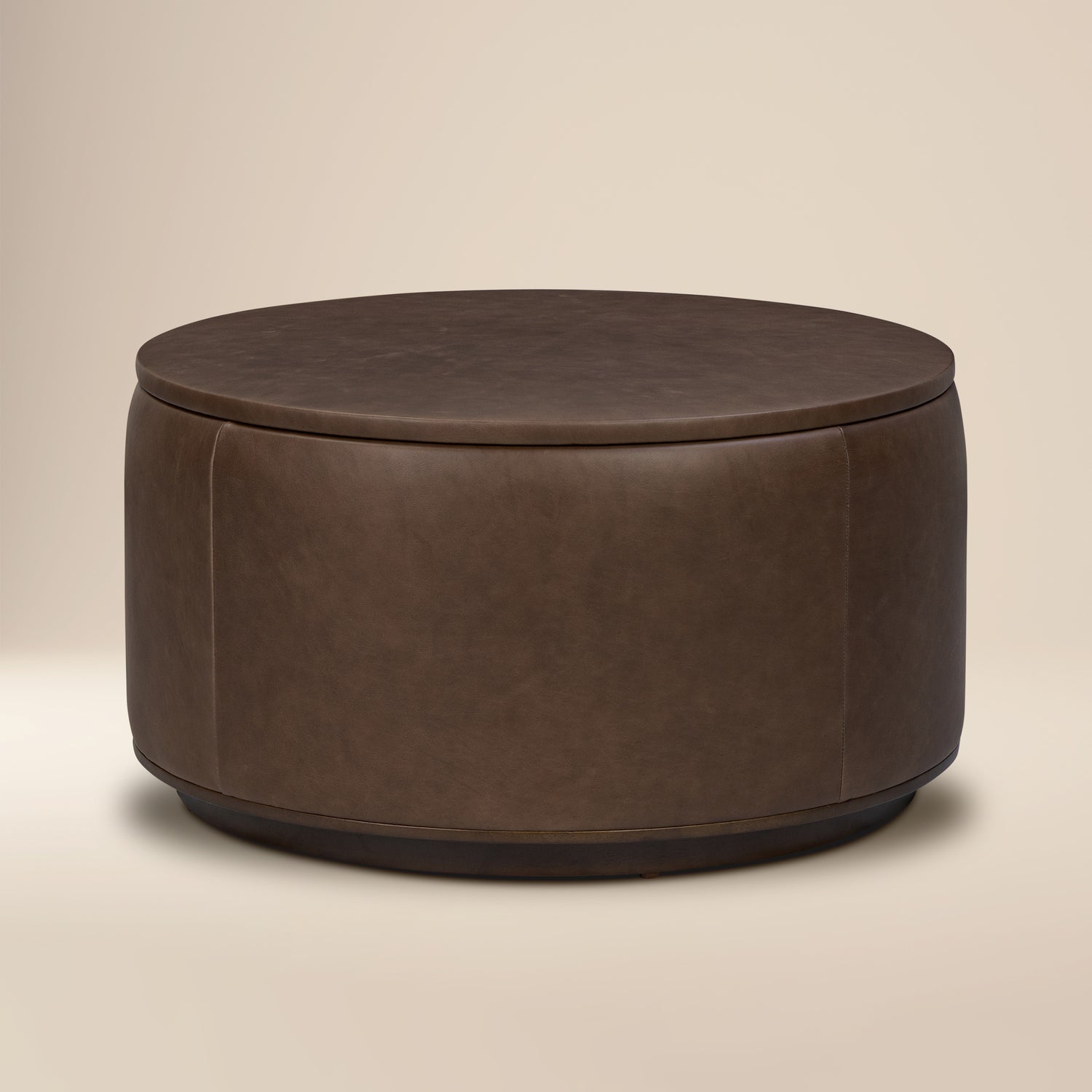 Herve Leather Storage Ottoman | Cocoa Brown 