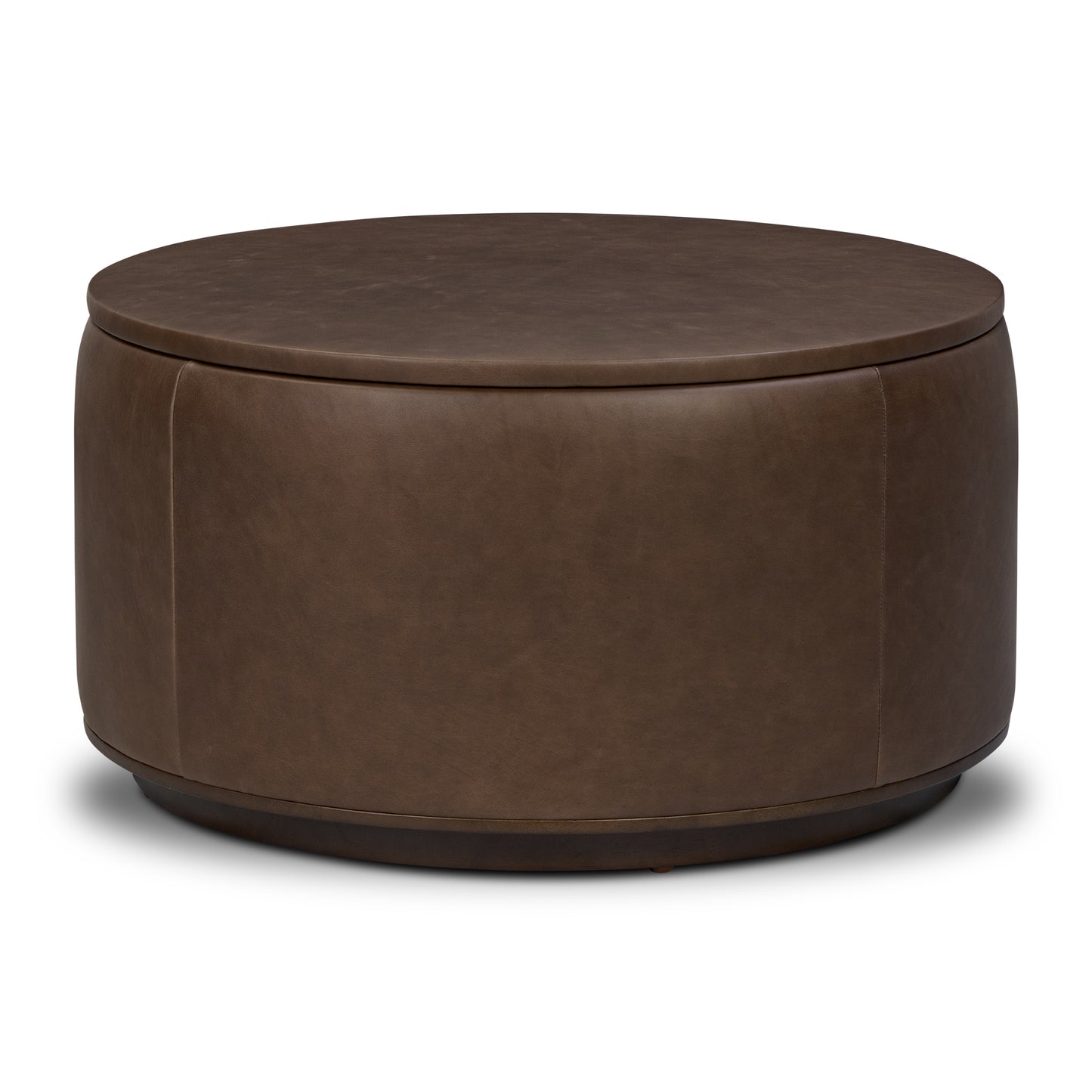 Herve Leather Storage Ottoman | Cocoa Brown