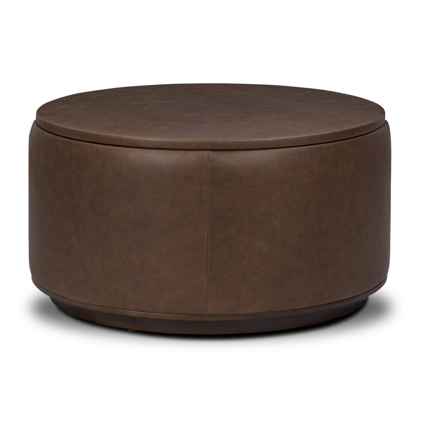 Herve Leather Storage Ottoman | Cocoa Brown
