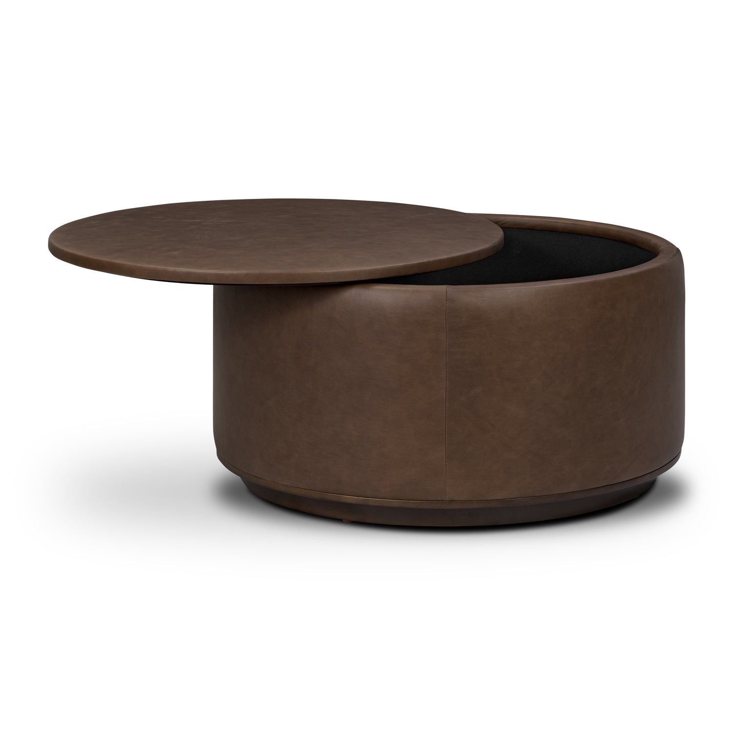 Herve Leather Storage Ottoman | Cocoa Brown 