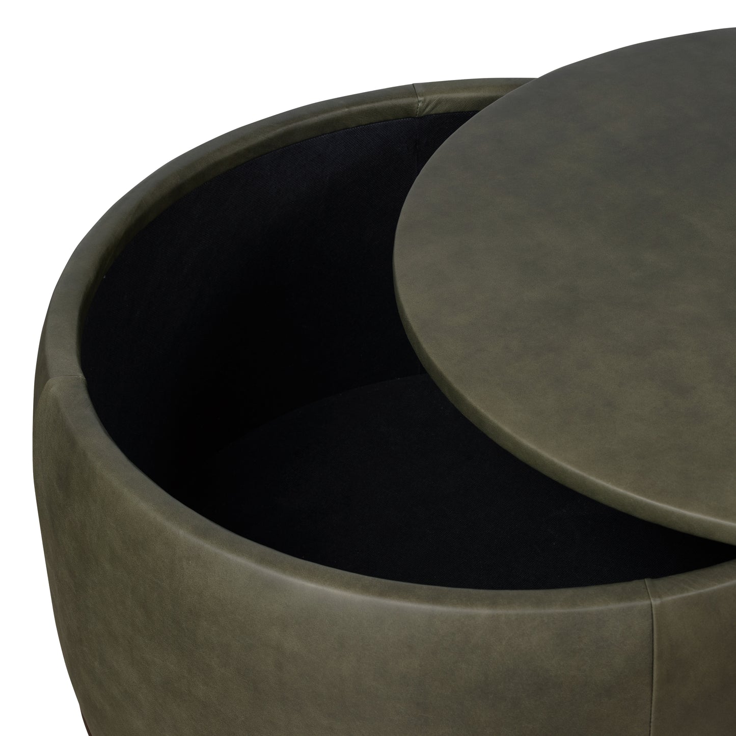 Herve Leather Storage Ottoman | Olivine Green