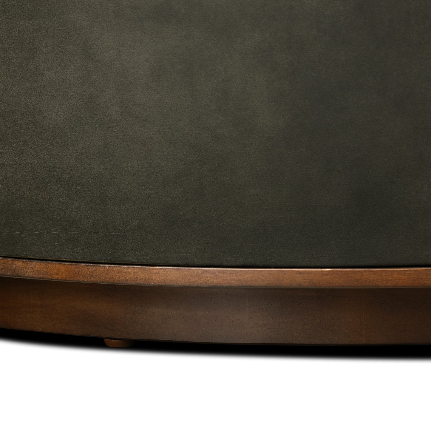 Herve Leather Storage Ottoman | Olivine Green