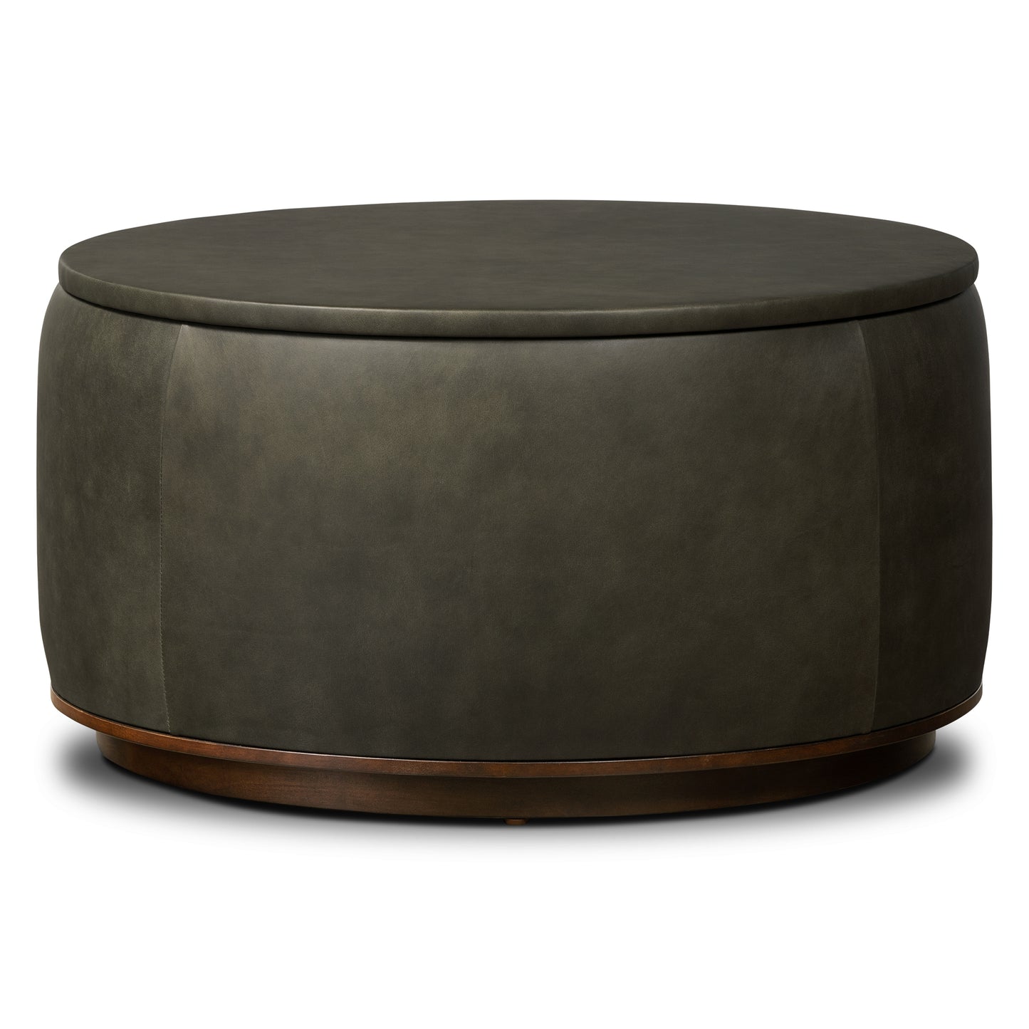 Herve Leather Storage Ottoman | Olivine Green