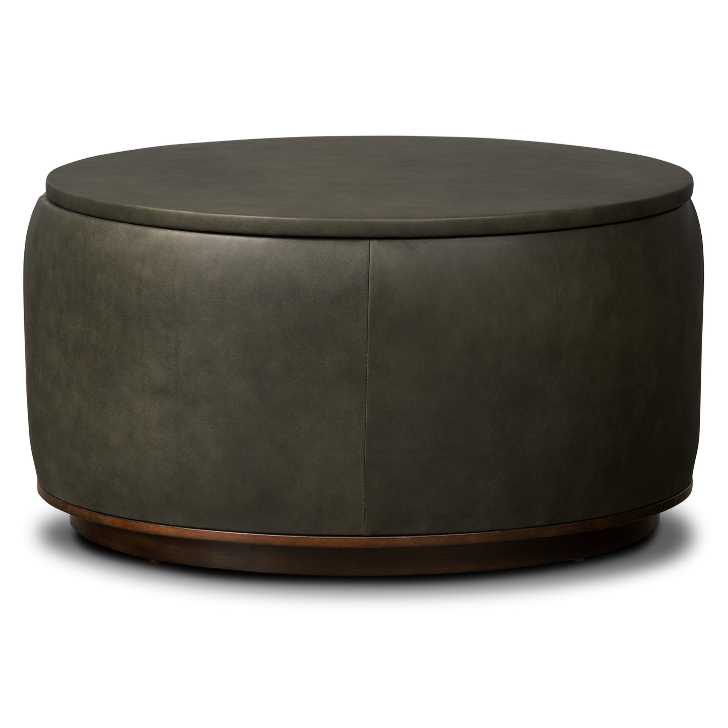 Herve Leather Storage Ottoman | Olivine Green