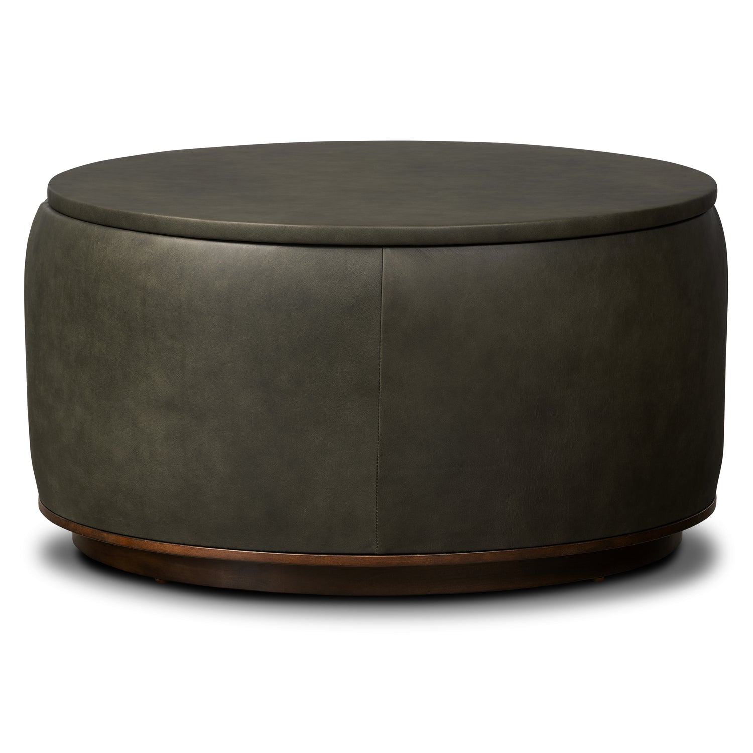 Herve Leather Storage Ottoman | Olivine Green 