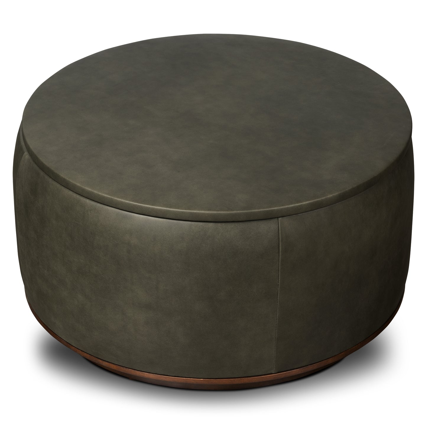 Herve Leather Storage Ottoman | Olivine Green