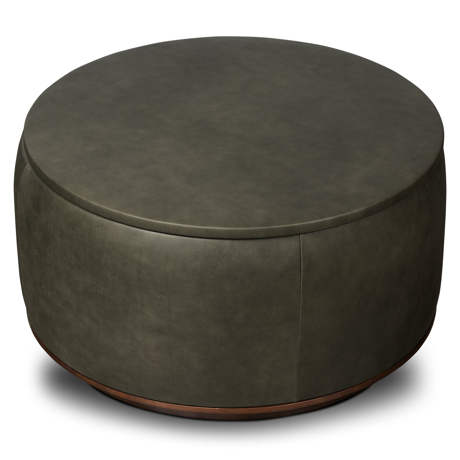 Herve Leather Storage Ottoman | Olivine Green 