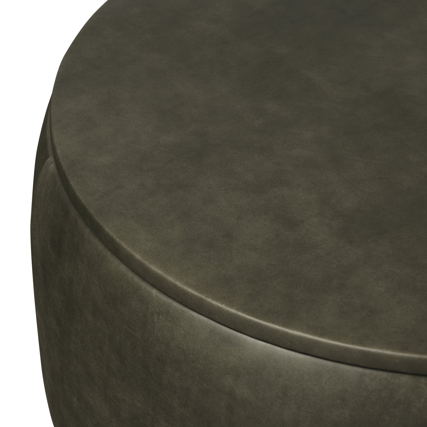 Herve Leather Storage Ottoman | Olivine Green