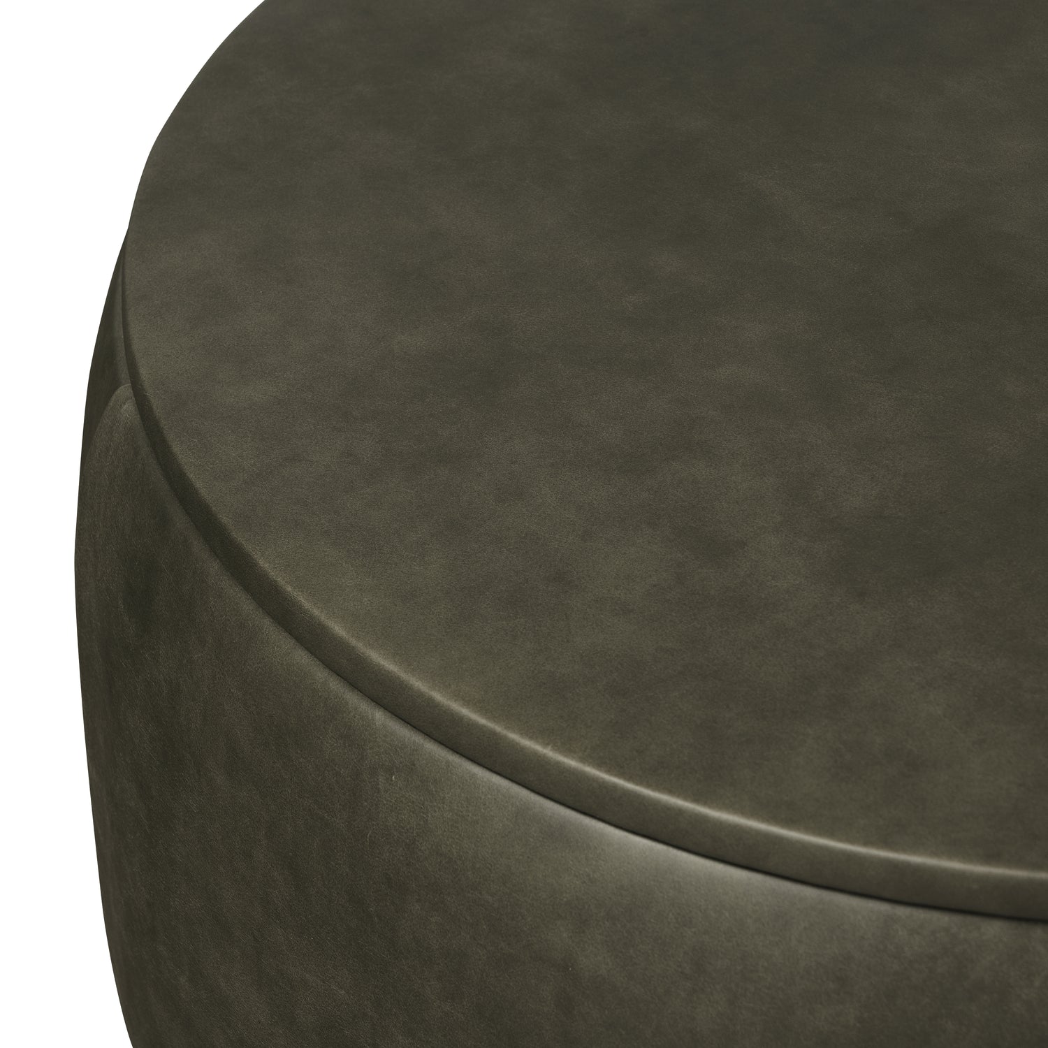Herve Leather Storage Ottoman | Olivine Green 