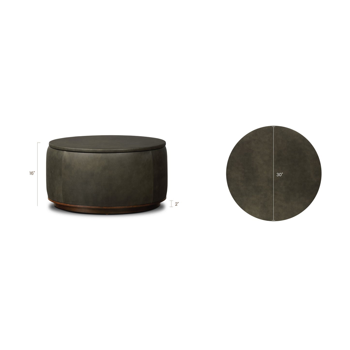 Herve Leather Storage Ottoman | Olivine Green