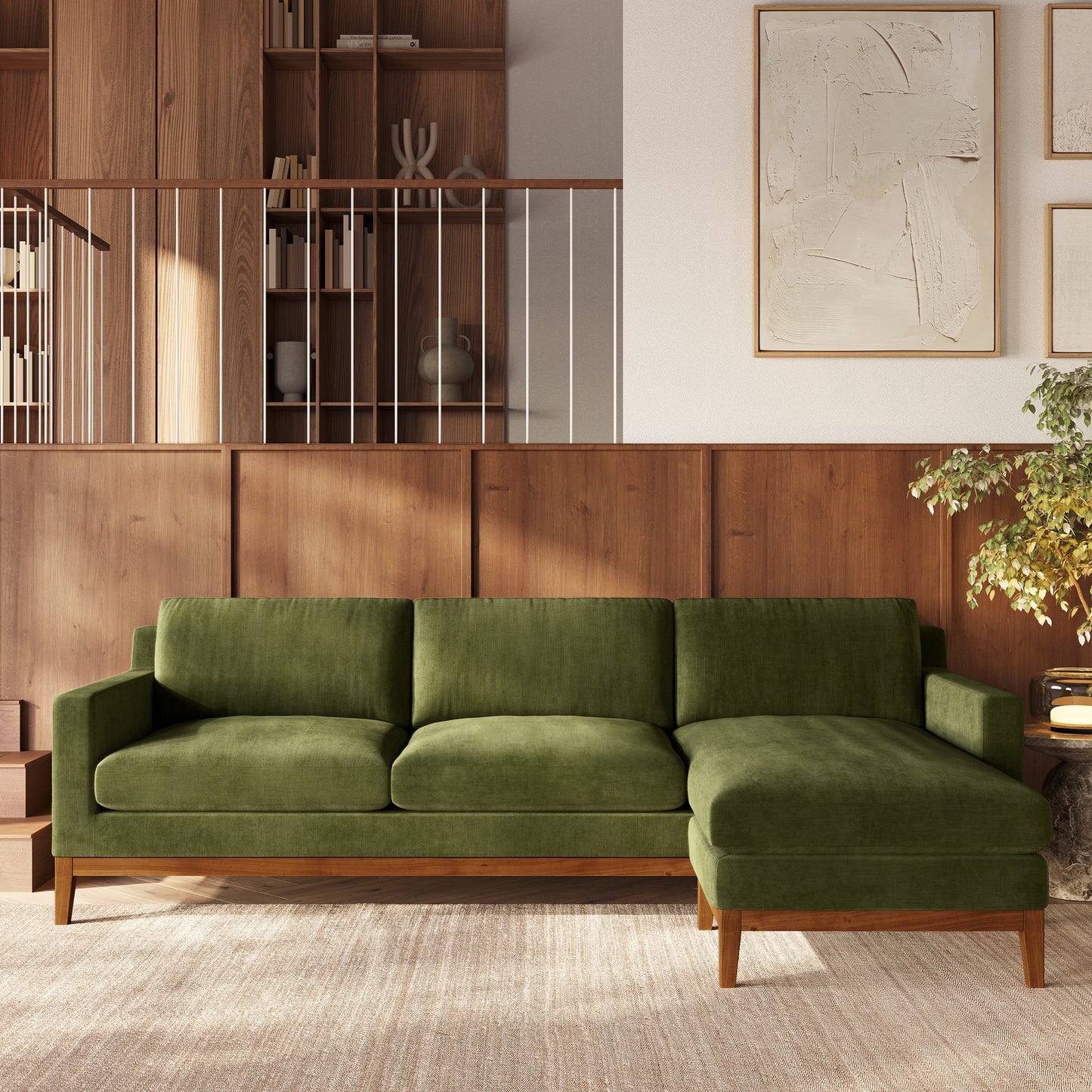 Zyon 105.5" Reversible Chaise Sectional | Distressed Green