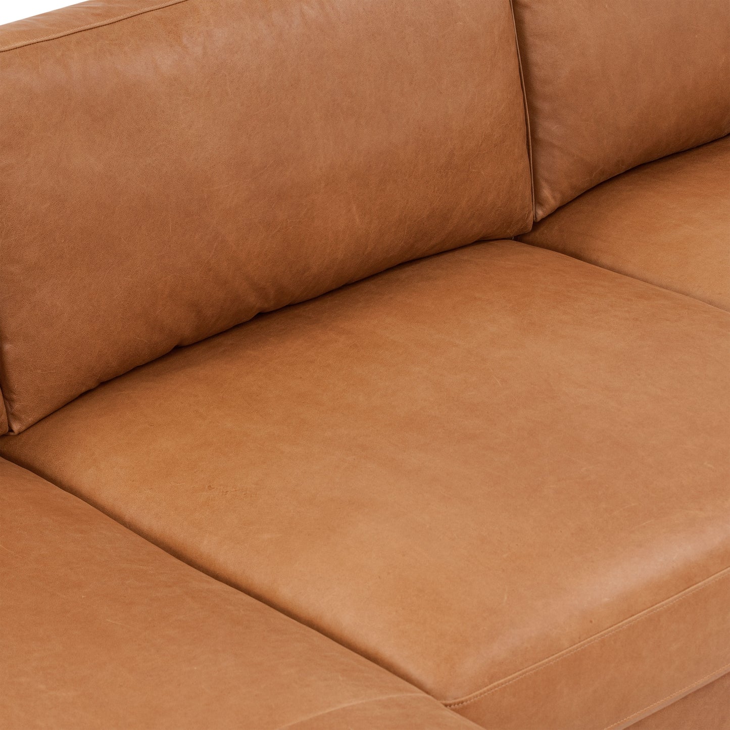 Zyon 105.5" Leather Reversible Chaise Sectional Sofa | Saddle Tan