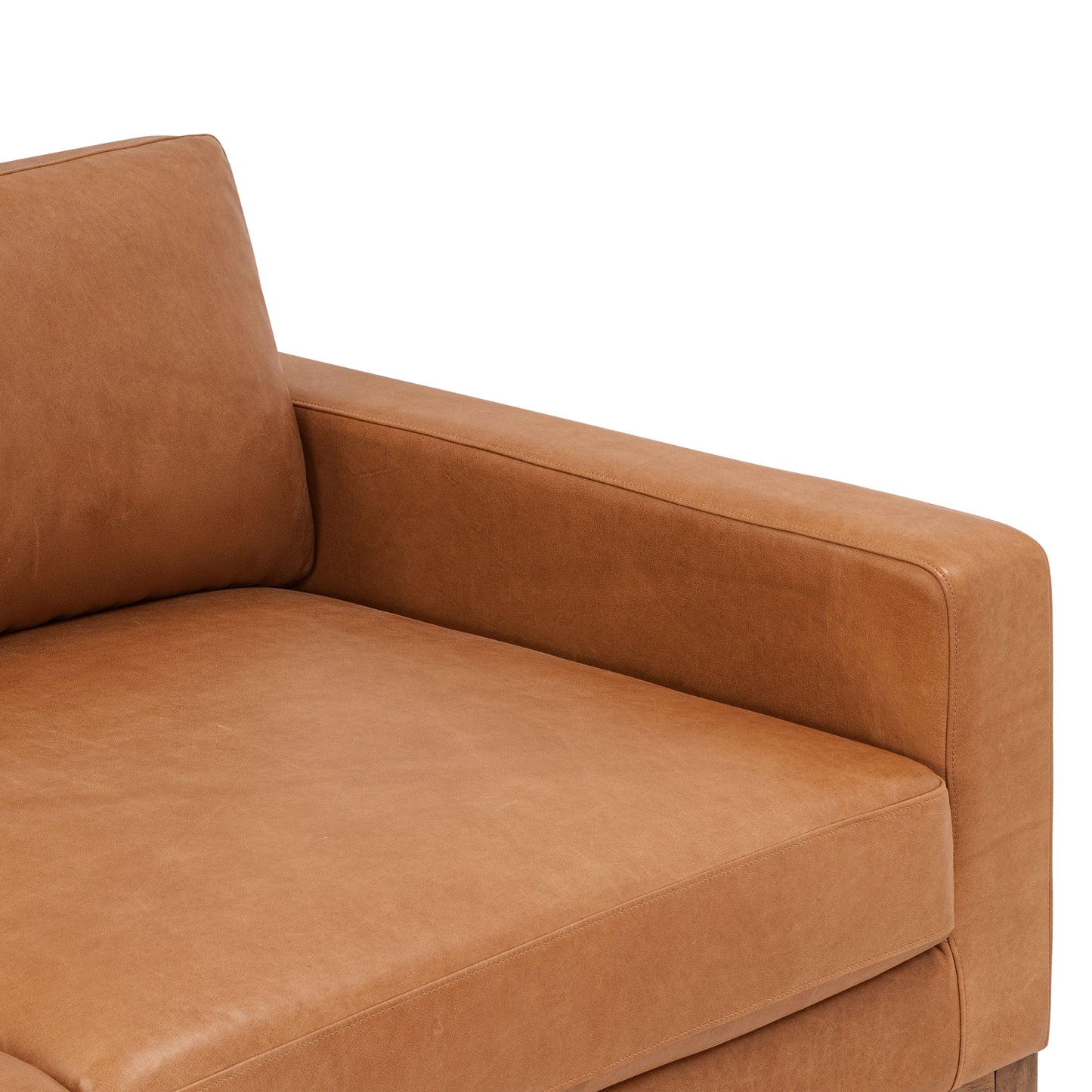Zyon 105.5" Leather Reversible Chaise Sectional Sofa | Saddle Tan