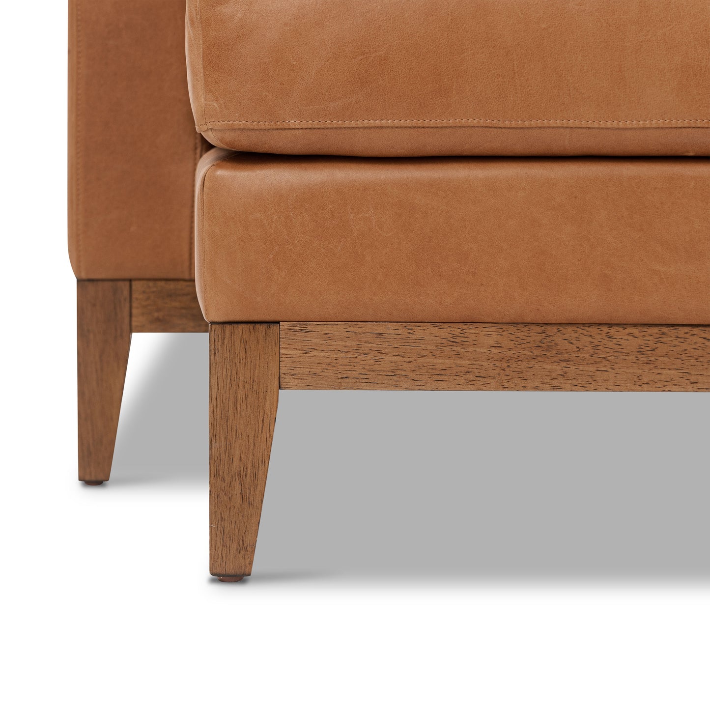 Zyon 105.5" Leather Reversible Chaise Sectional Sofa | Saddle Tan