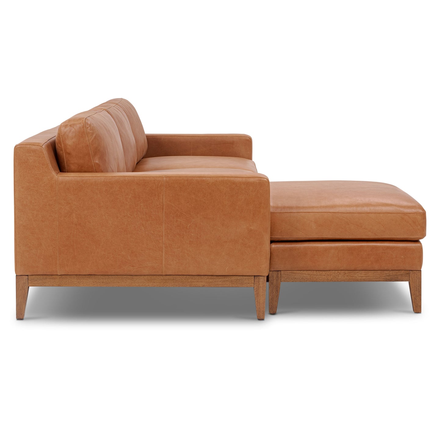 Zyon 105.5" Leather Reversible Chaise Sectional Sofa | Saddle Tan