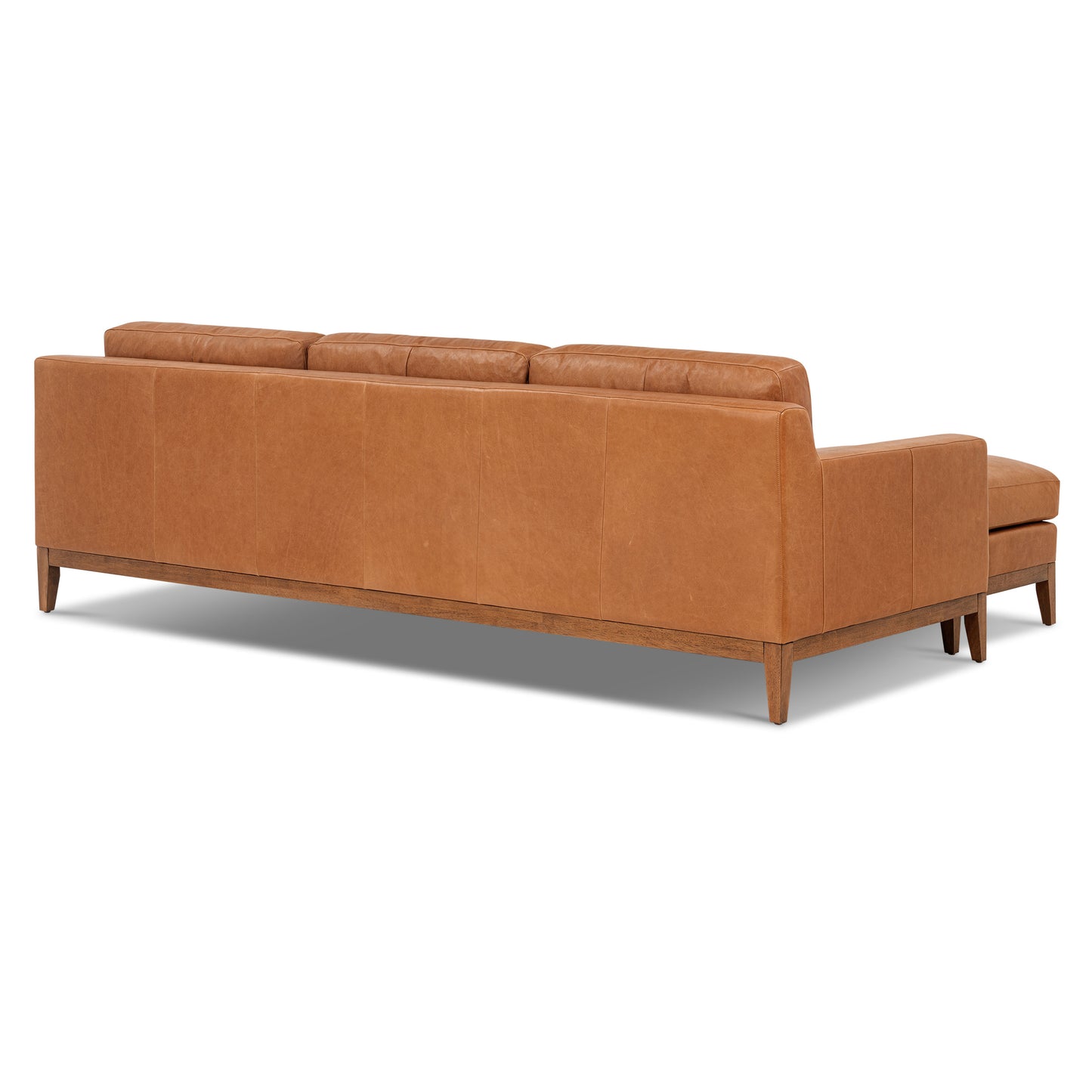 Zyon 105.5" Leather Reversible Chaise Sectional Sofa | Saddle Tan