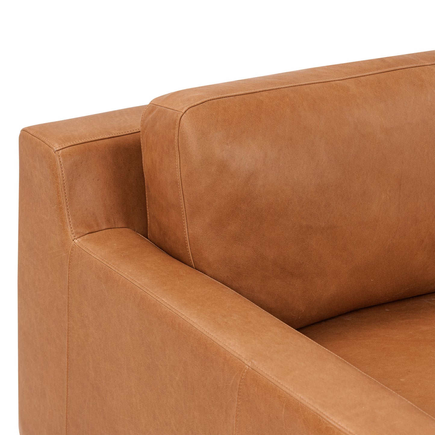 Zyon 105.5" Leather Reversible Chaise Sectional Sofa | Saddle Tan