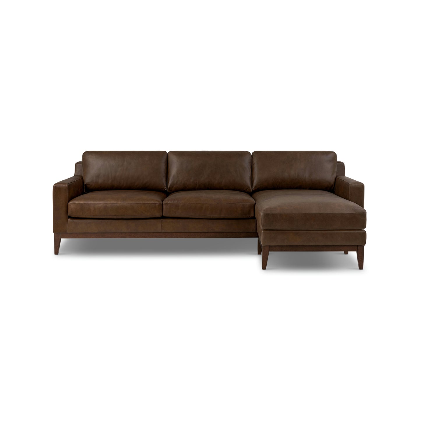 Zyon 105.5" Leather Reversible Chaise Sectional | Vintage Brown