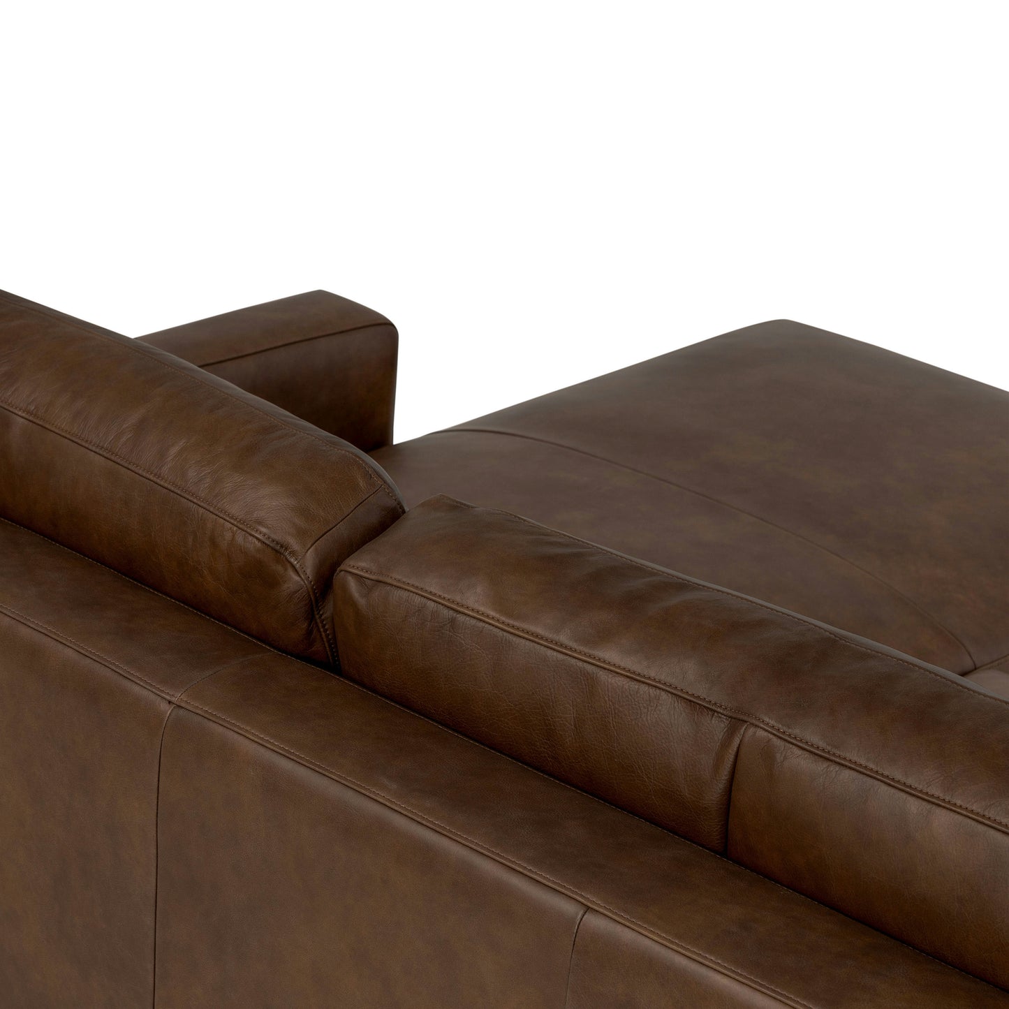 Zyon 105.5" Leather Reversible Chaise Sectional | Vintage Brown