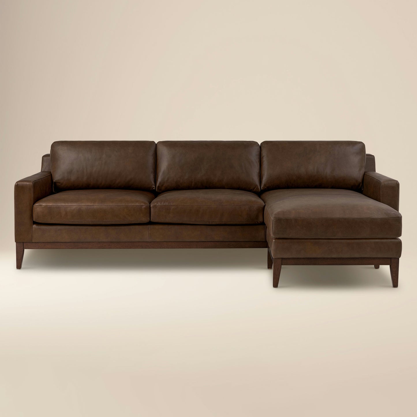 Zyon 105.5" Leather Reversible Chaise Sectional | Vintage Brown