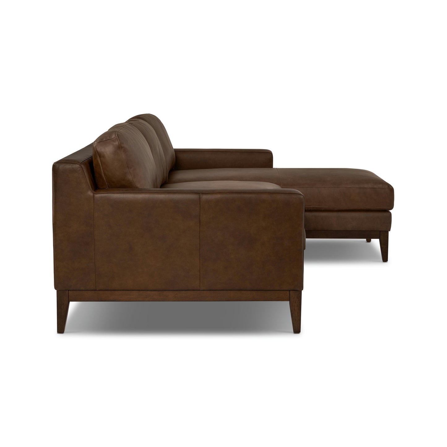 Zyon 105.5" Leather Reversible Chaise Sectional | Vintage Brown
