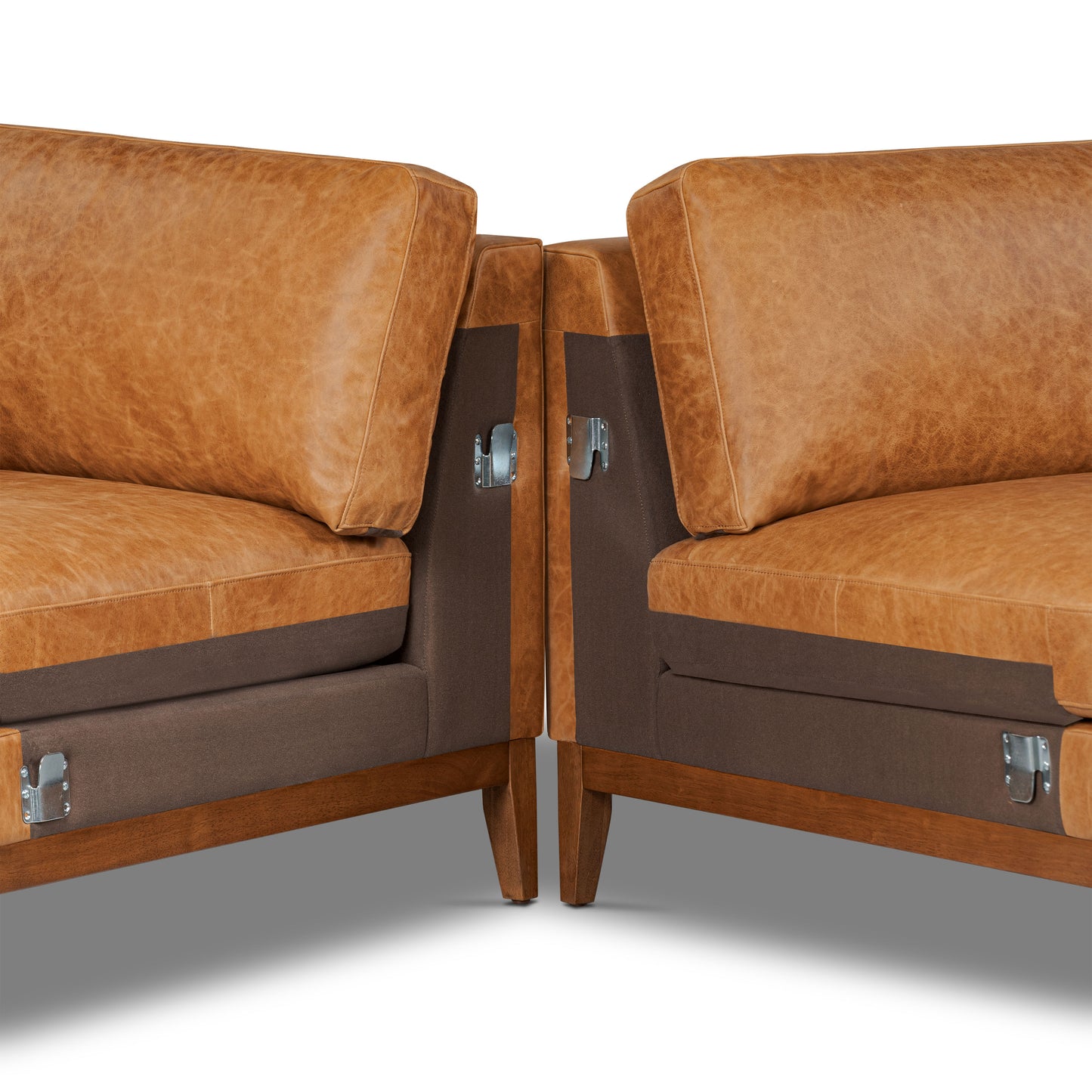 Zyon 116" Leather L-Shaped Corner Sectional Sofa | Antica Tan