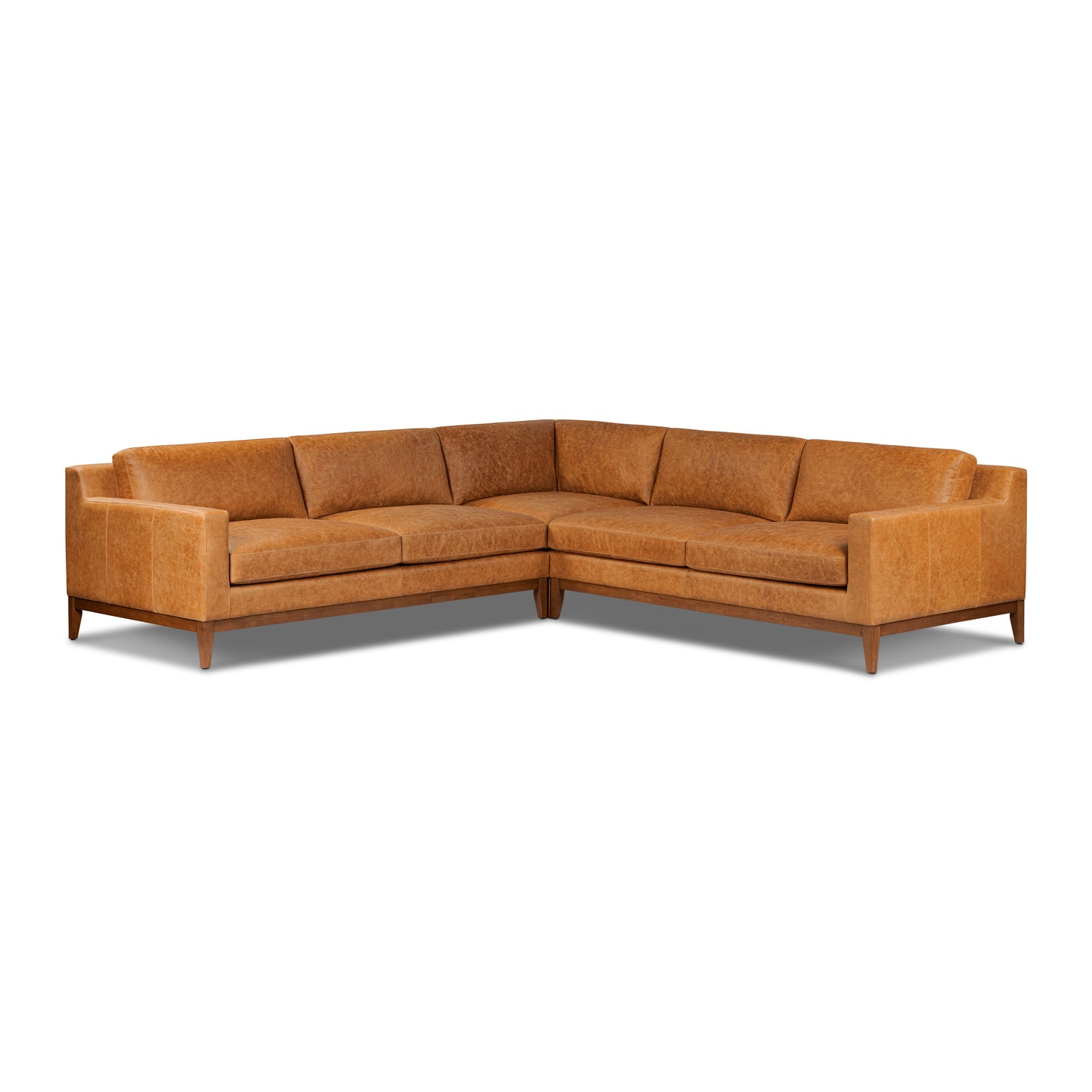 Zyon 116" Leather L-Shaped Corner Sectional Sofa | Antica Tan