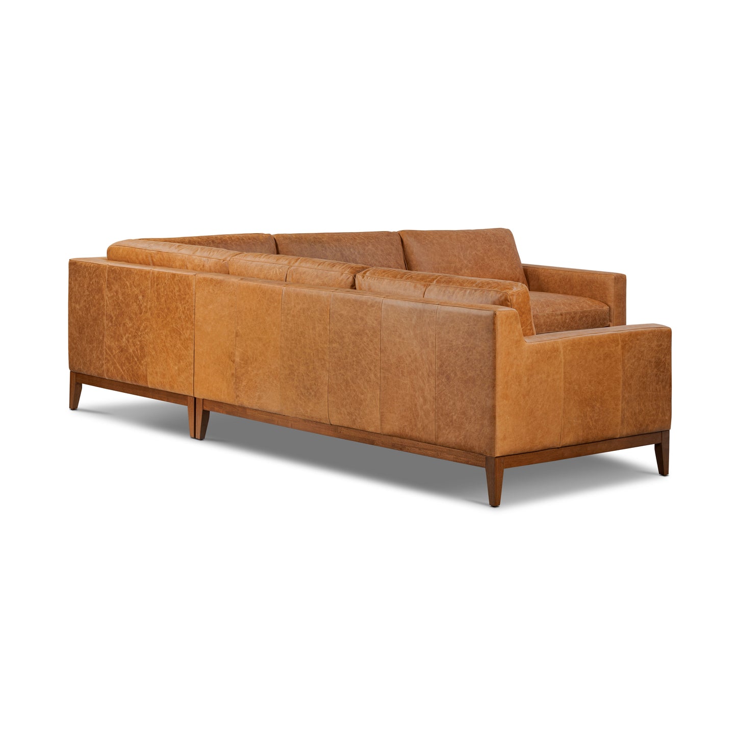 Zyon 116" Leather L-Shaped Corner Sectional Sofa | Antica Tan